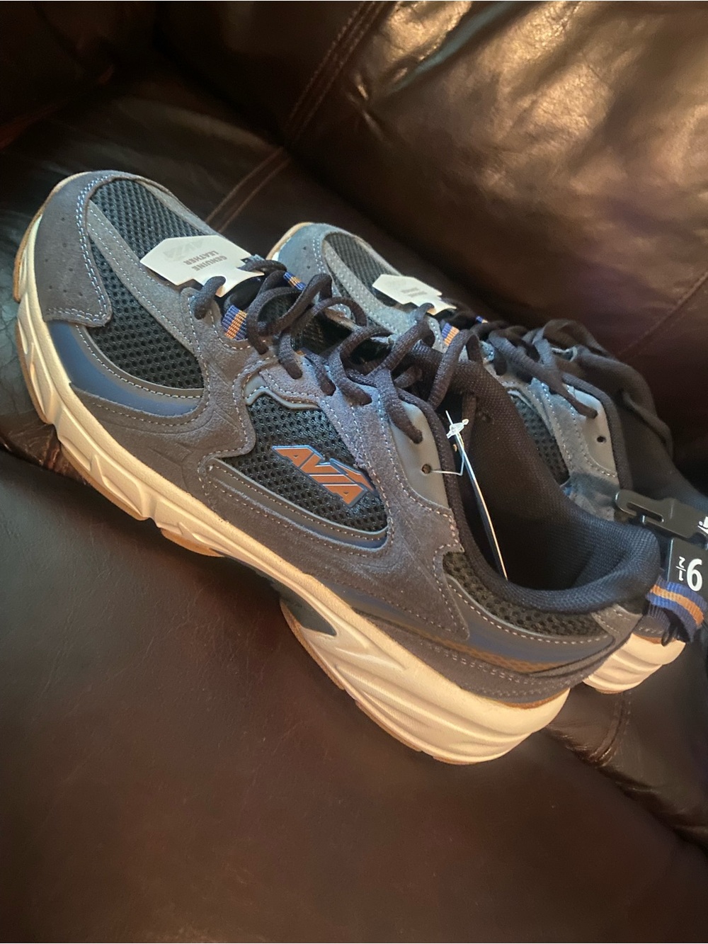 Avia Navy and Brown Sport Sneakers with White Accents